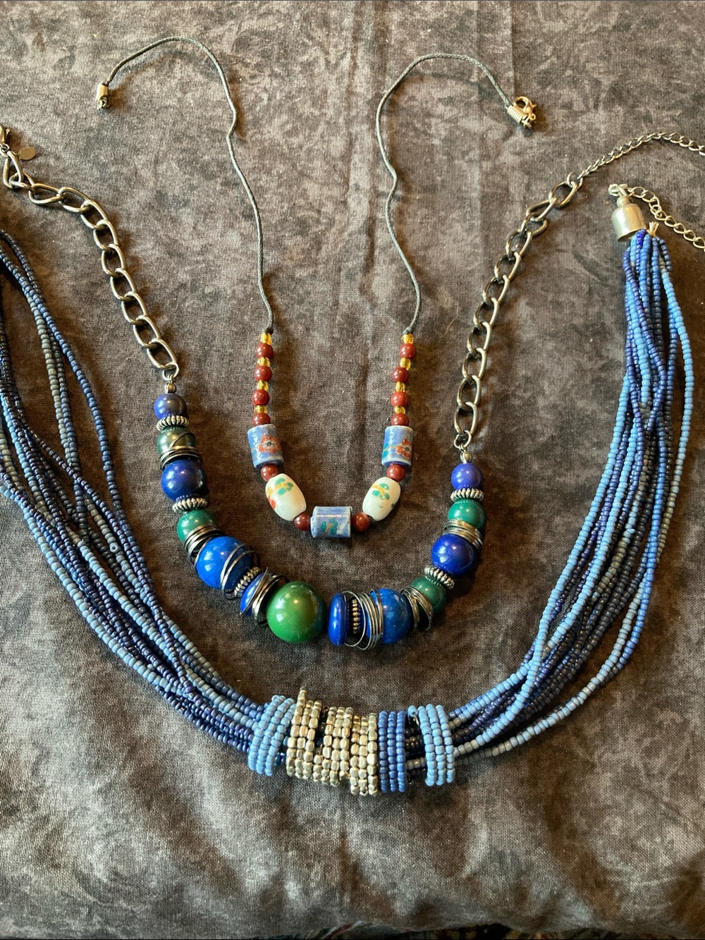 Gorgeous Beaded Necklace Trio Lot